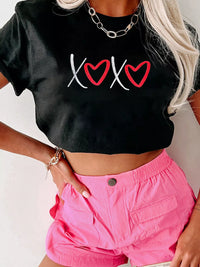 XOXO Heart Embroidered Casual Tee