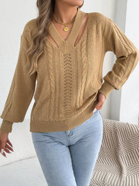 Cut-Out Cable Knit Sweater