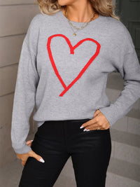 Heart Graphic Dropped Shoulder Sweater