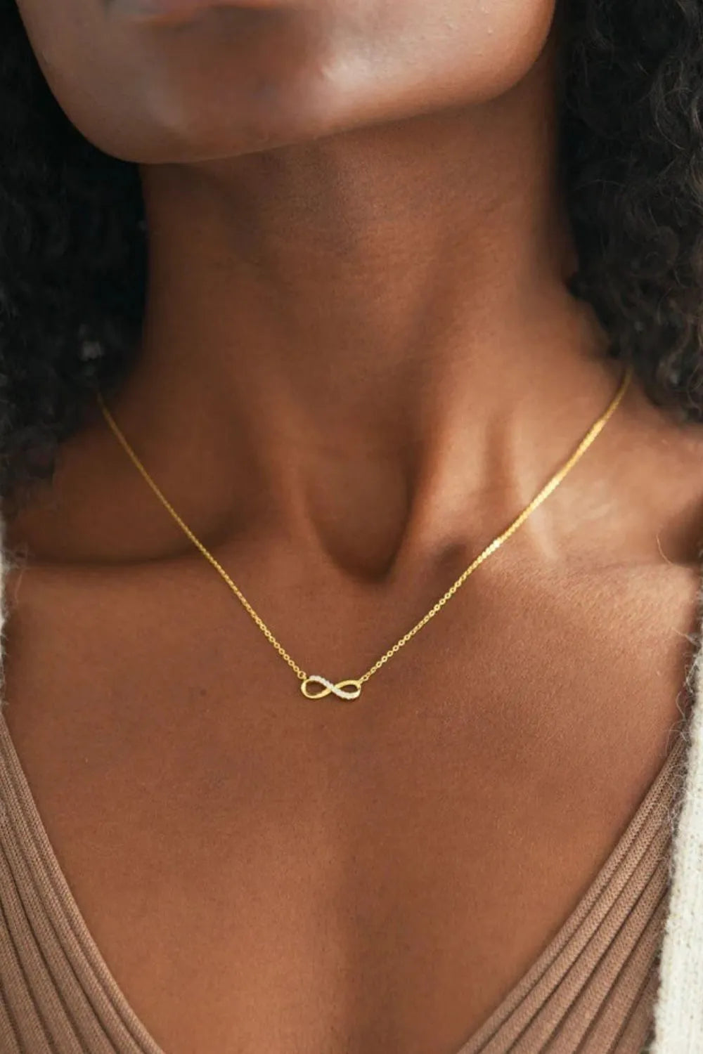Sterling Silver Zircon Infinity Necklace