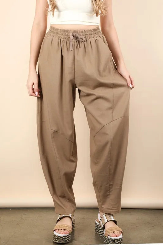 Barrel Leg Woven Pants