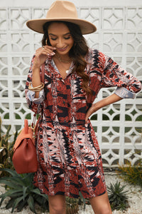 Printed Dropped Shoulder Mini Shirt Dress