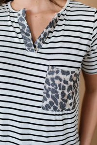 BiBi Mix It Up Leopard and Striped Tee