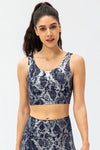 Metallic Snakeskin Print Cropped Yoga Tank