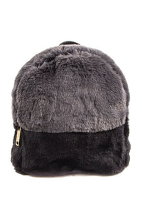 Two Tone Furry Backpack for Women