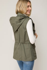 Hooded Military Anorak Utility Vest Jacket