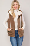 Hooded Sherpa Fur Lined Vest Jacket