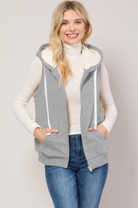 Hooded Sherpa Fur Lined Vest Jacket