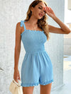 Smocked Frill Trim Tie-Shoulder Romper