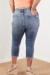 Judy Blue Wren Full Size Distressed Mid-Rise Denim Capri