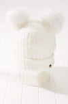 Fluffy Double Pom Beanie Hat Vegan Faux Fur