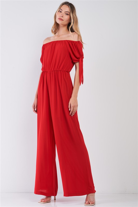 Off The Shoulder Wide Leg Jumpsuit