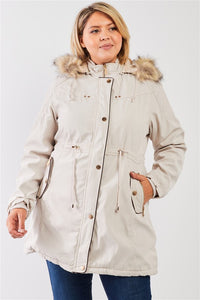 Vegan Fur Cotton Twill Parka Jacket