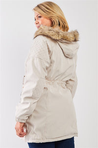 Vegan Fur Cotton Twill Parka Jacket