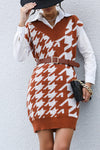 Large Scale Houndstooth Vest Dresss Sweater Dress