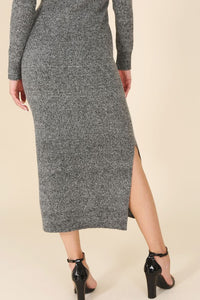 V Neck Ankle Length Sweater Dress