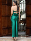 Satin Cutout Strapless Maxi Dress