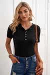 Ribbed Knit Short Sleeve Top