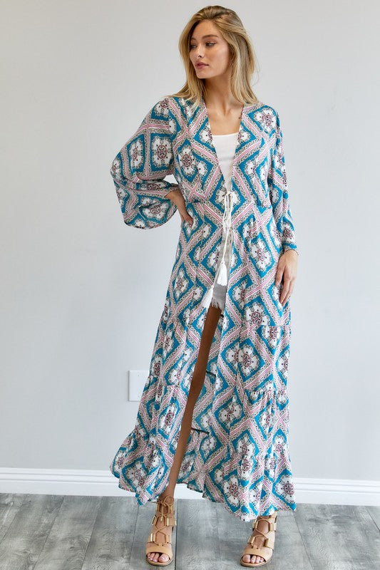 Printed Long Sleeve Kimono