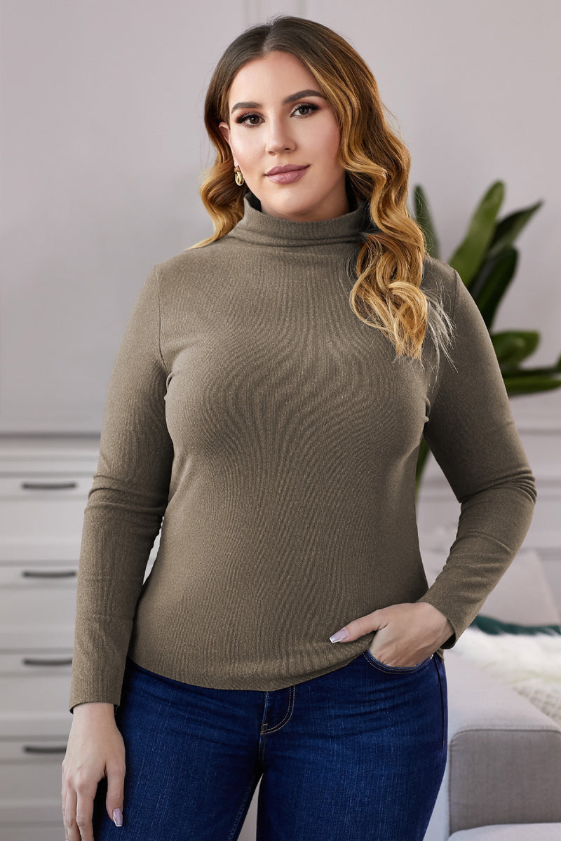 Plus Size Mock Neck Long Sleeve Top