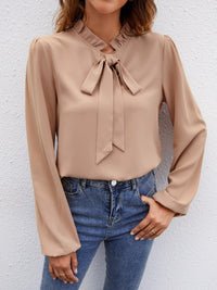 Tie Neck Puff Sleeve Blouse