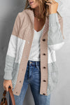 Mixed Print Button Front Hooded Cardigan