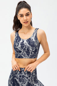 Metallic Snakeskin Print Cropped Yoga Tank