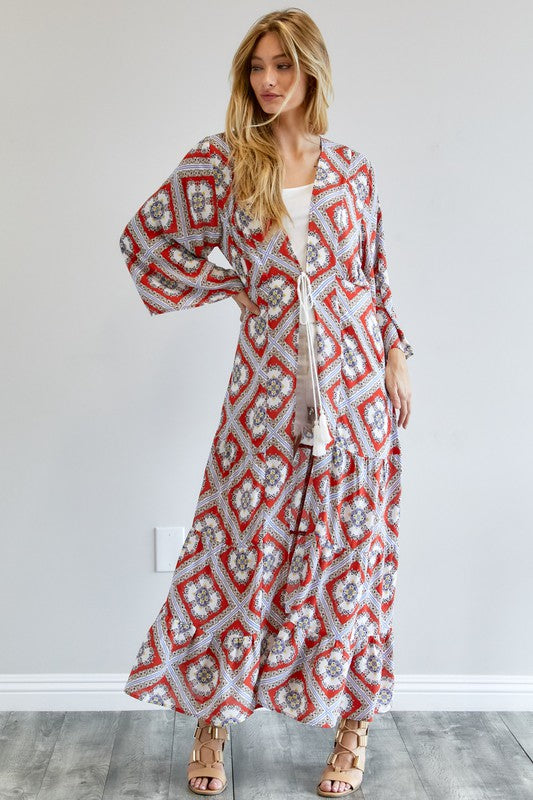 Printed Long Sleeve Kimono