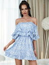 Printed Off-Shoulder Ruffled Dress