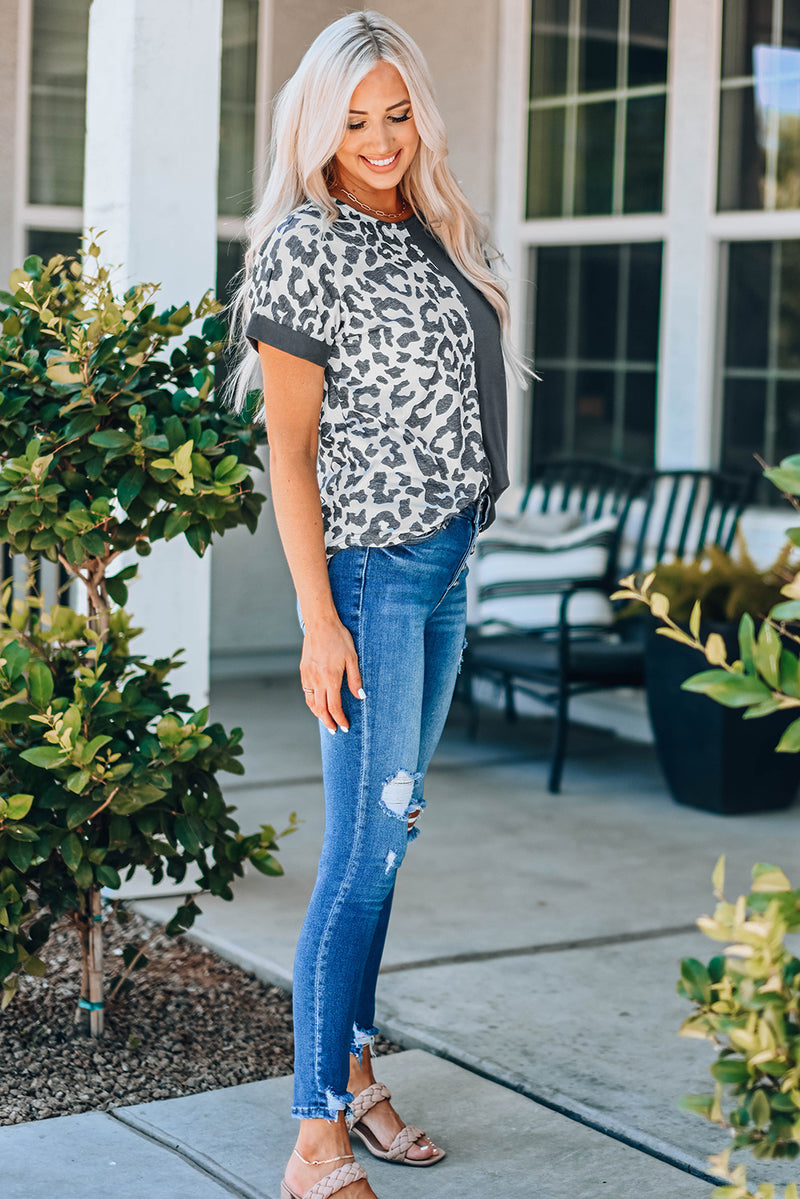 Leopard Color Block T-Shirt