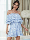 Printed Off-Shoulder Ruffled Dress