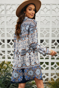 Printed Dropped Shoulder Mini Shirt Dress