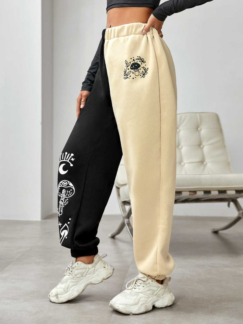 Graphic Contrast Sweatpants