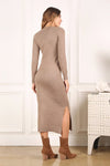 V Neck Ankle Length Sweater Dress