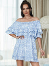 Printed Off-Shoulder Ruffled Dress