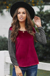 Color Block Velvet Pleated Top