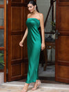 Satin Cutout Strapless Maxi Dress