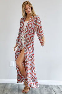 Printed Long Sleeve Kimono