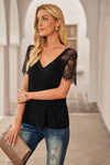 Side Lace V Neck T-Shirt