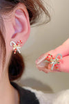 Christmas Candy Cane Cubic Zirconia Earrings