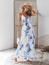 Floral Lace-Up Split Halter Neck Maxi Dress