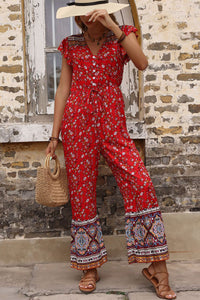 Bohemian Flutter Sleeve Tied Jumpsuit