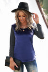 Color Block Velvet Pleated Top