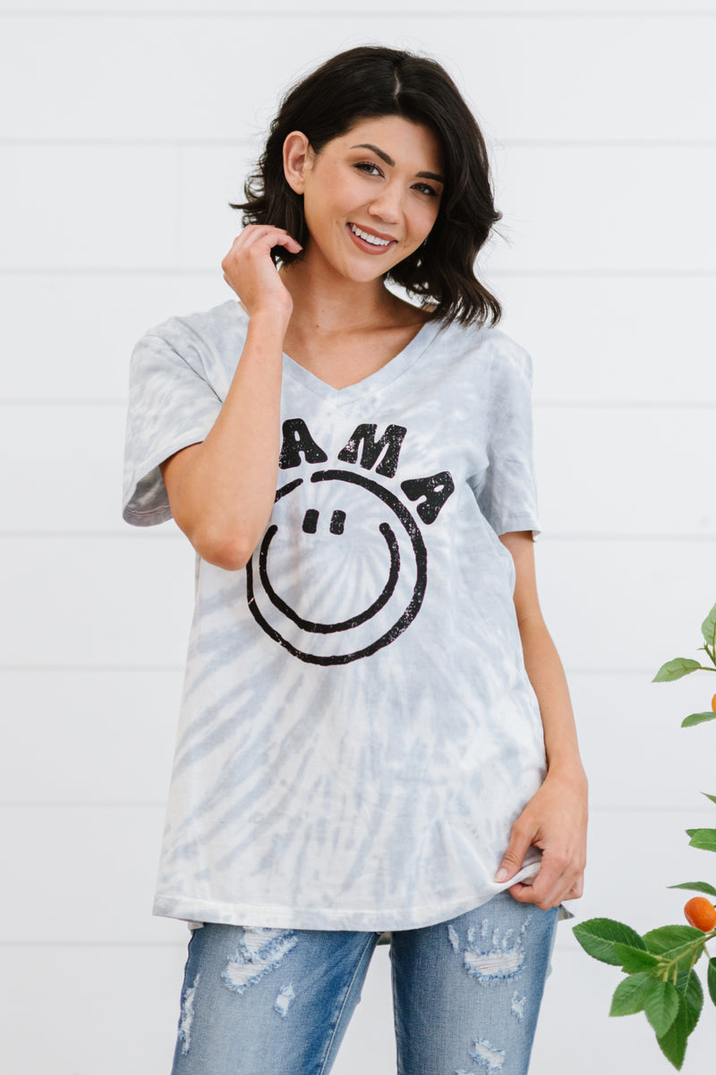 Sew In Love MAMA Smile Graphic Full Size Tie-Dye Tee Shirt