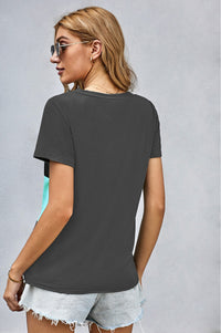 Color Block Panel Knotted T-Shirt