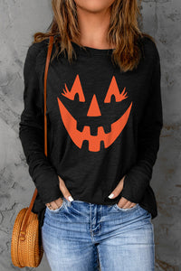 Halloween Pumpkin Face Graphic T-Shirt