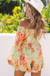 Floral Off-Shoulder Flare Sleeve Romper