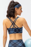 Plaid Double Crisscross Strap Sports Bra