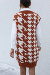 Large Scale Houndstooth Vest Dresss Sweater Dress