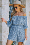 Ditsy Floral Off-Shoulder Flounce Sleeve Romper